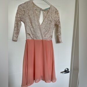 Lulu's Cream Lace Cutout Dress